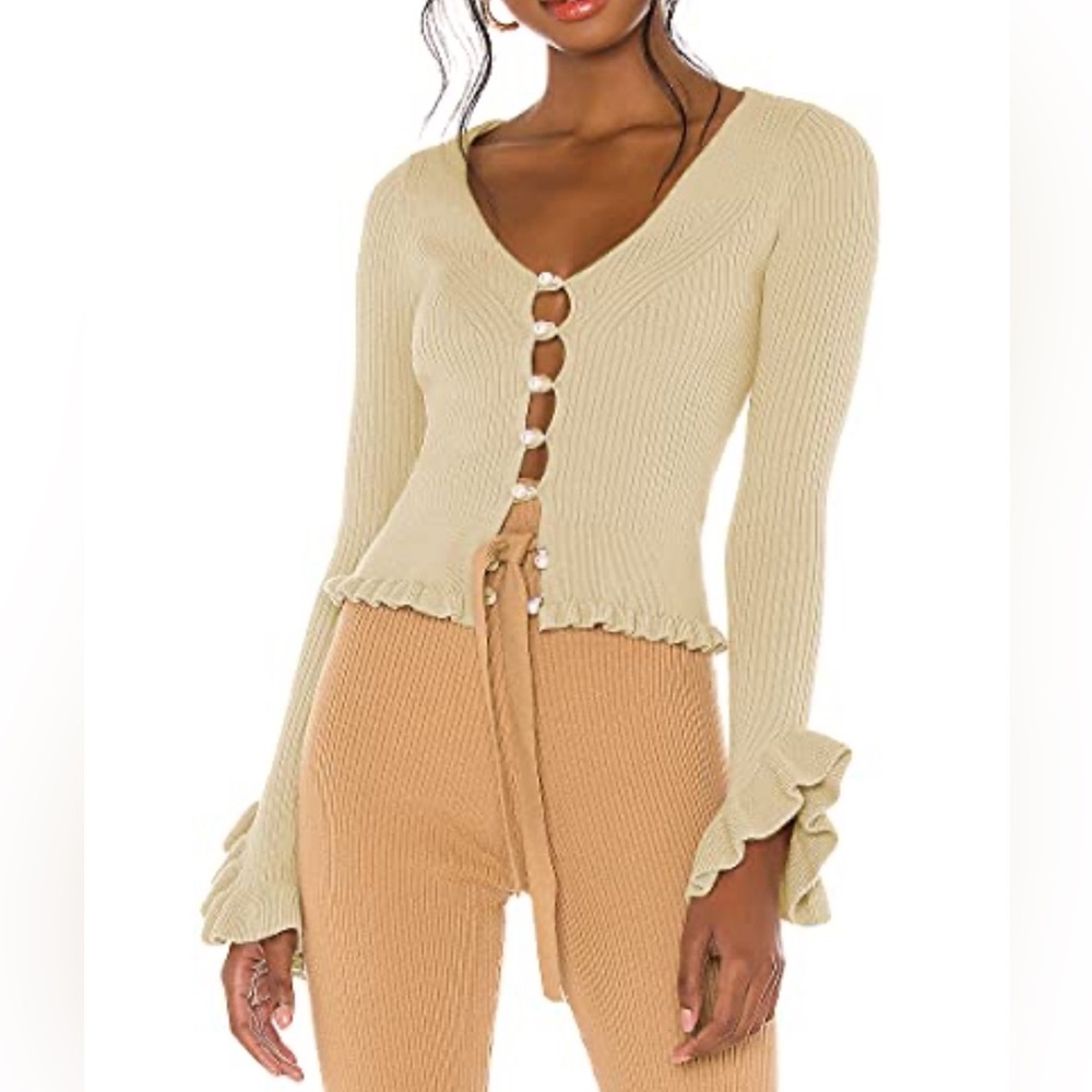ALENDA DANMOS Womens Long
Sleeve Cropped Cardigan Size SX